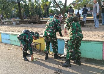 Sinergitas Nyata, TNI – Polri dan Warga Aksi Bersihkan Sampah