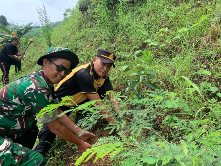 Wujud Nyata Peduli Lingkungan, Kini Polri – TNI dan Pemerintah Desa Jimbaran Tanam 115 Bibit Pohon